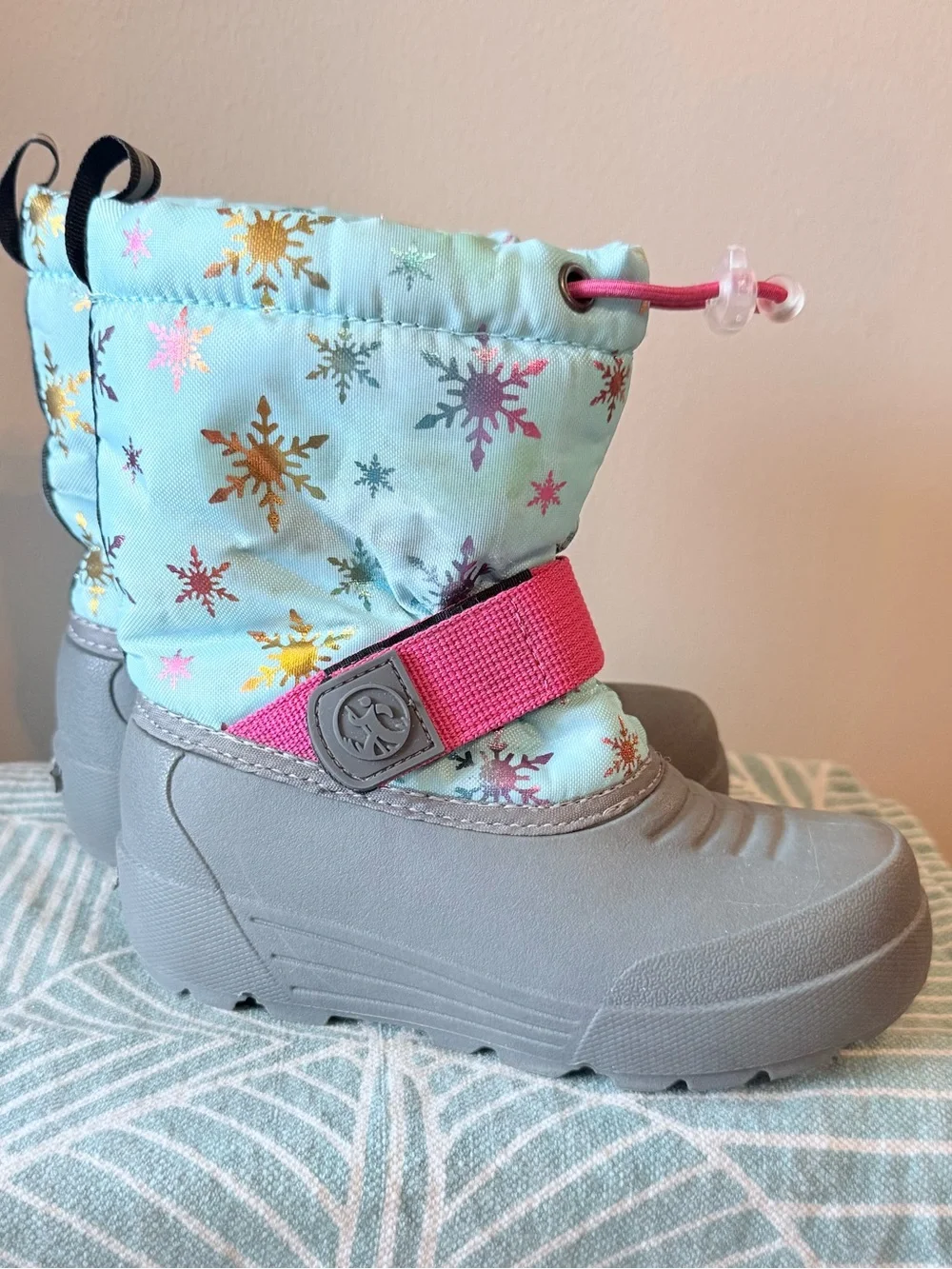 Northside Mint Blue Winter Boots with Pink Strap